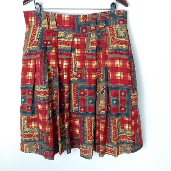 Vintage Dresses & Skirts - Vintage boho pleated patchwork skirt size L